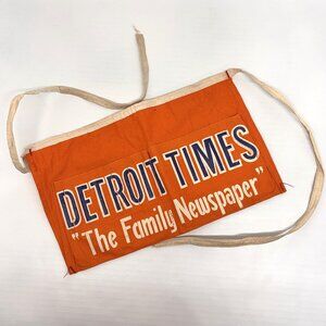 Vintage Detroit Times Newspaper Delivery Canvas Carrier Cash Waist Bag Orange